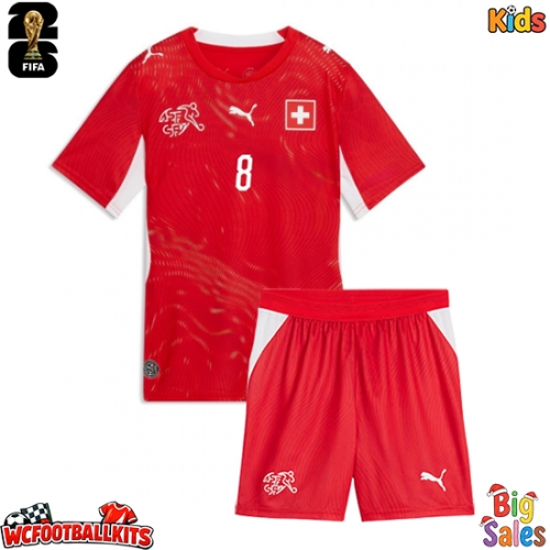 Switzerland Remo Freuler #8 Replica Home Stadium Kit for Kids World Cup 2026 Short Sleeve (+ pants)